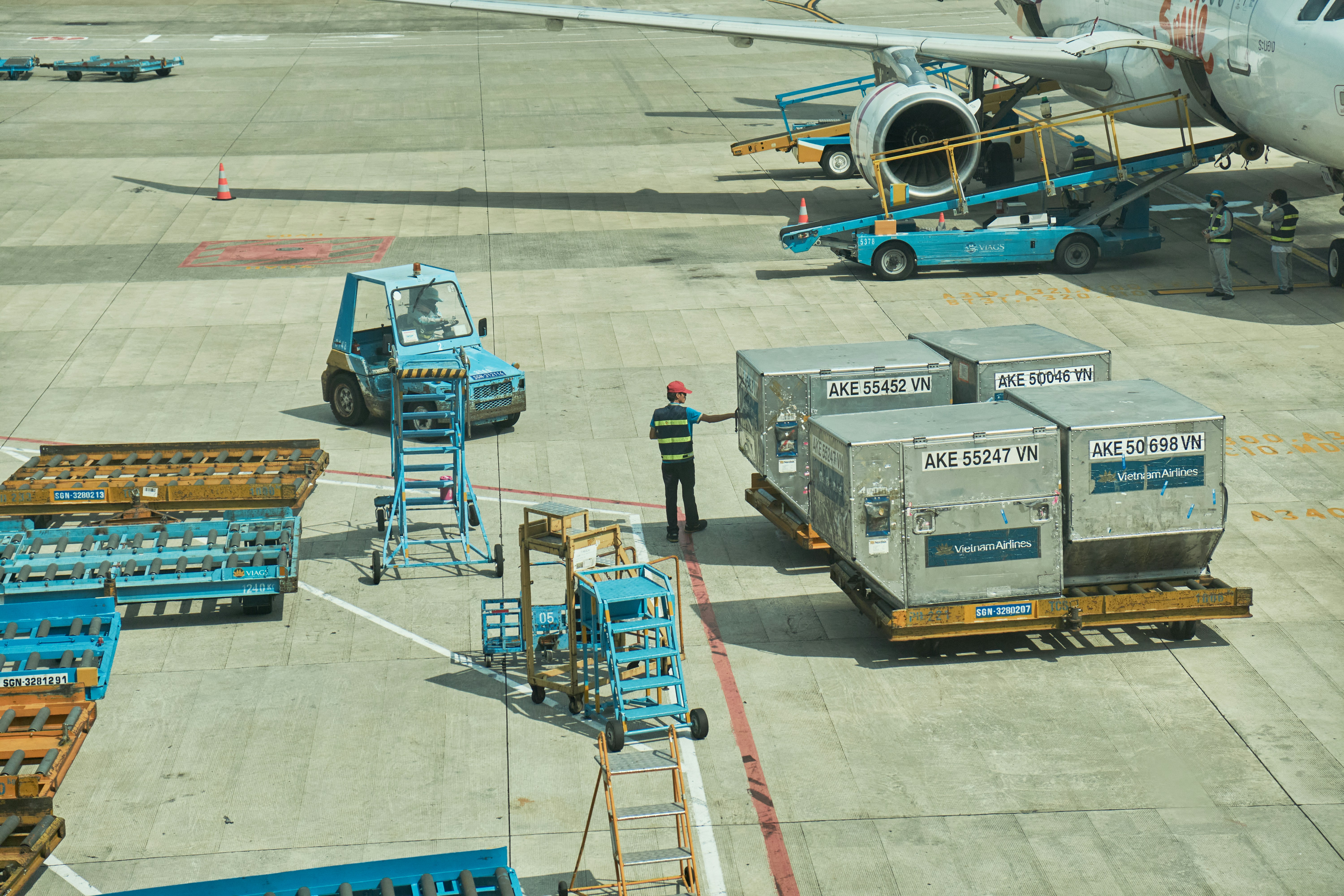 Cargo aircraft on the runway